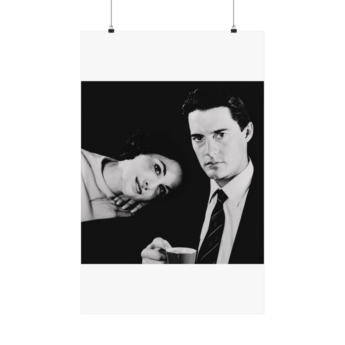 Agent Cooper and Audrey Horne - Twin Peaks Noir Art Print Poster - alternate angle 2, merchandise