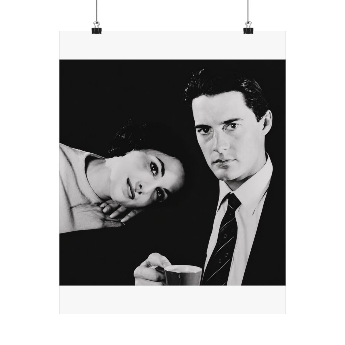 Agent Cooper and Audrey Horne - Twin Peaks Noir Art Print Poster - alternate angle 4, merchandise