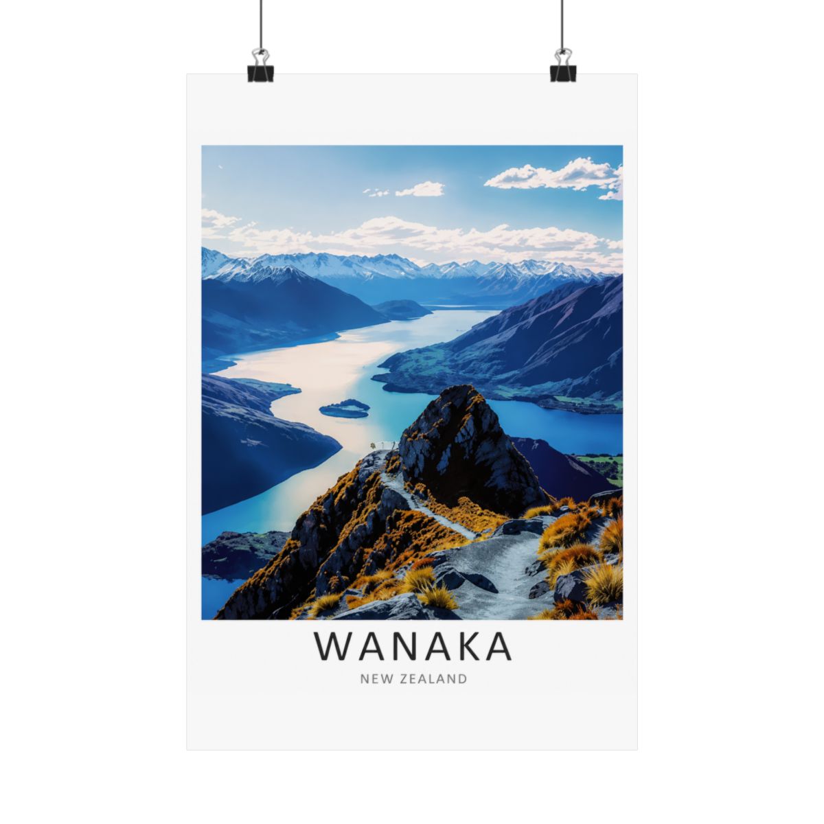 Wanaka Poster Roys Peak Posters New Zealand Framed Lake Wall Art Decor - alternate angle 4, merchandise