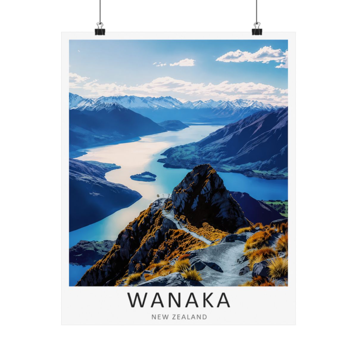 Wanaka Poster Roys Peak Posters New Zealand Framed Lake Wall Art Decor - alternate angle 3, merchandise