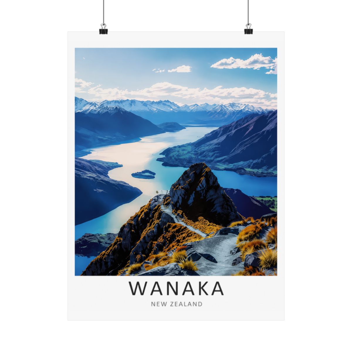 Wanaka Poster Roys Peak Posters New Zealand Framed Lake Wall Art Decor - alternate angle 2, merchandise