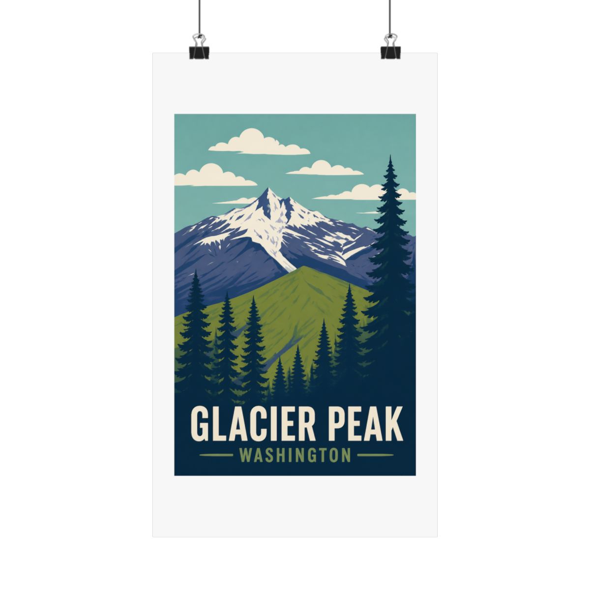 Glacier Peak Washington Travel Art Vintage Poster - alternate angle 4, merchandise