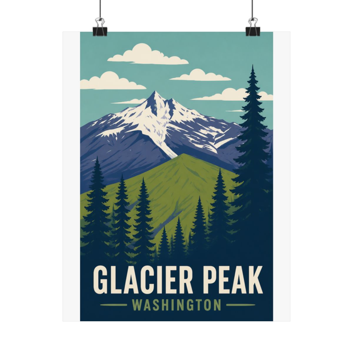 Glacier Peak Washington Travel Art Vintage Poster - alternate angle 5, merchandise