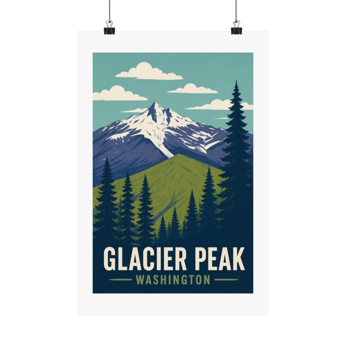 Glacier Peak Washington Travel Art Vintage Poster - alternate angle 3, merchandise