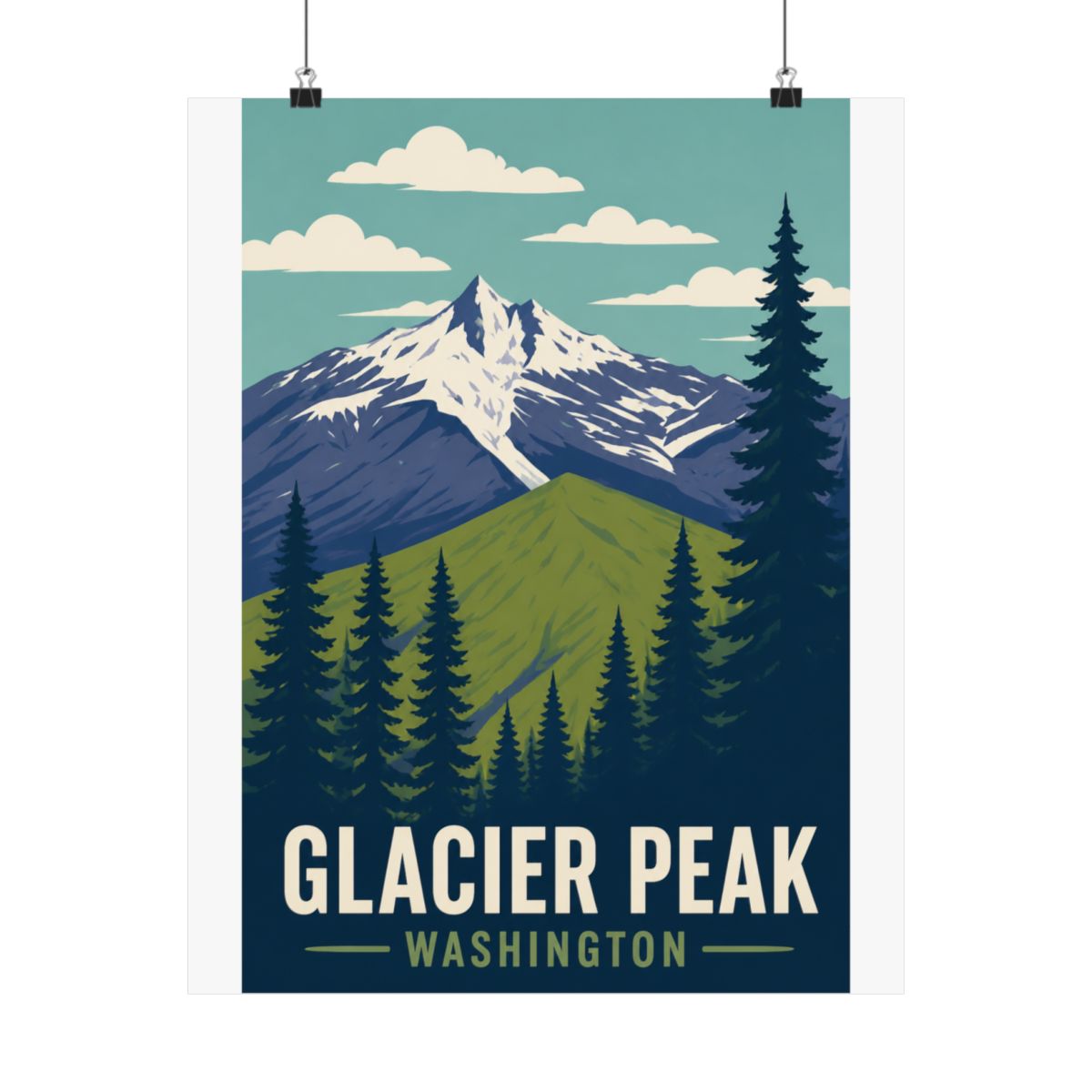 Glacier Peak Washington Travel Art Vintage Poster - alternate angle 2, merchandise