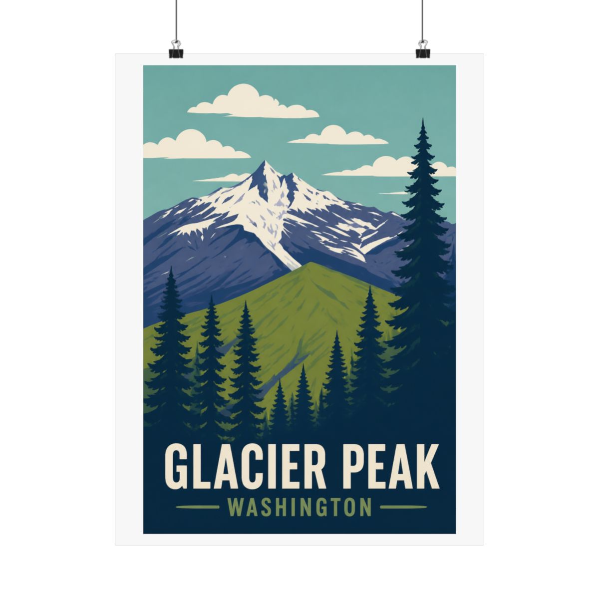 Glacier Peak Washington Travel Art Vintage Poster - alternate angle 1, merchandise