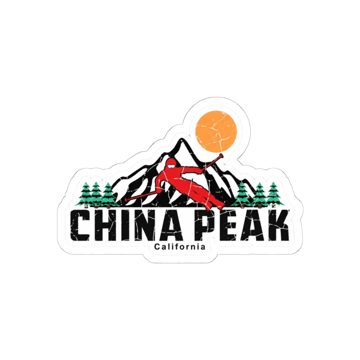 Retro China Peak Ski Sticker - alternate angle 2, merchandise