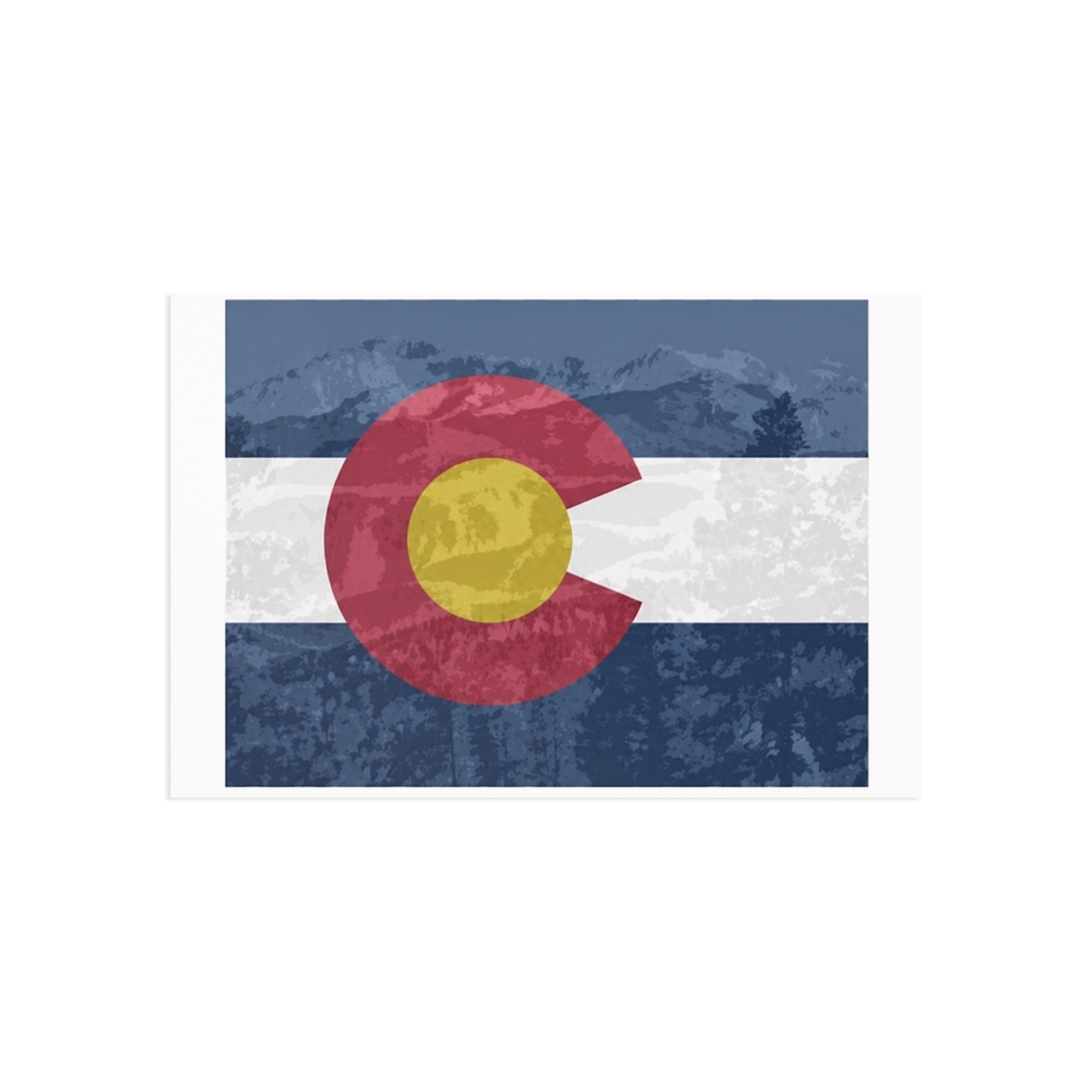Colorado flag with Pikes Peak postcard
