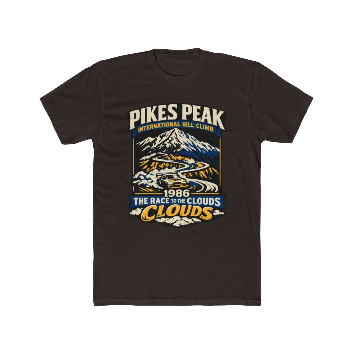 Pikes Peak 1986 - Race to the Clouds Vintage Poster T Shirt T Shirt - alternate angle 2, merchandise